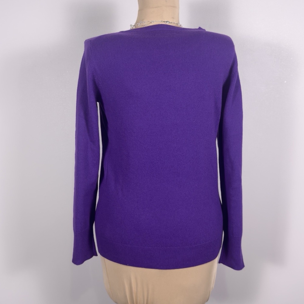 PURE Collection NWT 100% Cashmere Crew Neck Deep Purple Jumper Sweater US6 UK12 - Picture 6 of 14